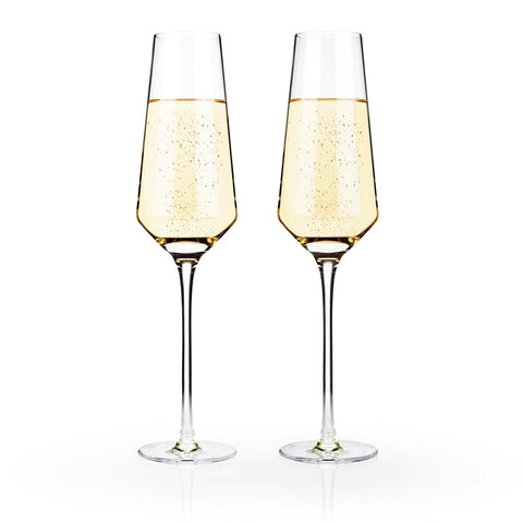 Angled Crystal Champagne Flutes