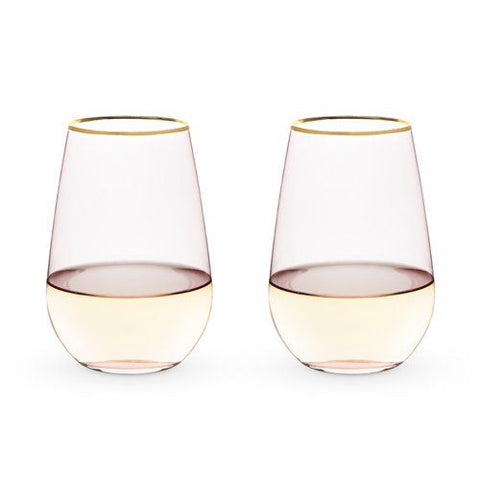 Rose Crystal Stemless Wine Glasses