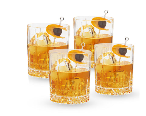 four piece old fashioned glass set